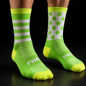 Power Socks, løpe- og sykkelsokker, Grønn/hvit/gul