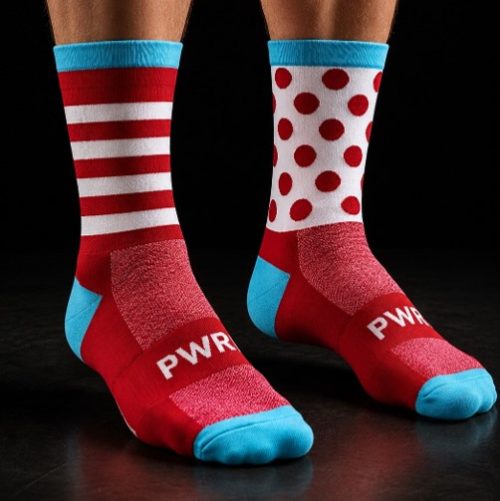Rød Power Socks, løpe- og sykkelsokker, Rød/hvit/blå
