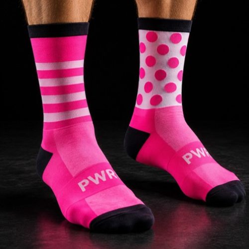 Power Socks, løpe- og sykkelsokker, Rosa/hvit/sort