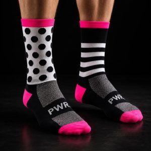 Power Socks, løpe- og sykkelsokker, Sort/hvit/rosa