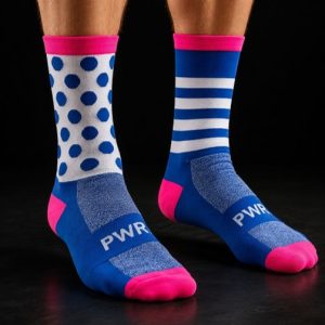Power Socks, løpe- og sykkelsokker, Blå/hvit/rosa