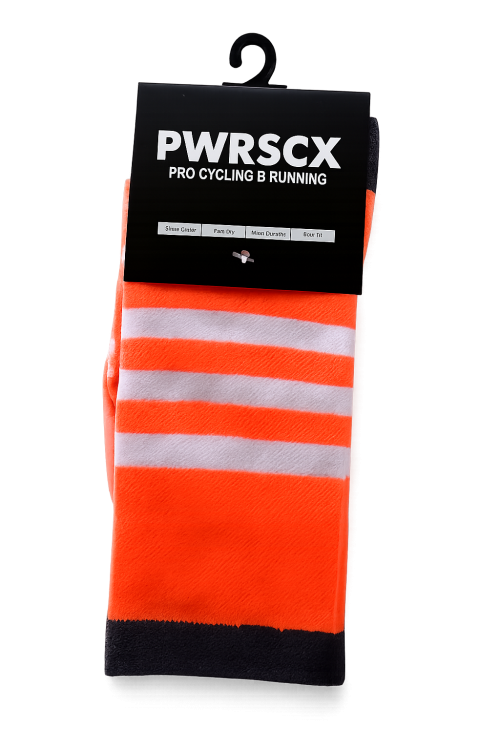 Power Socks, løpe- og sykkelsokker, Orange/hvit/sort