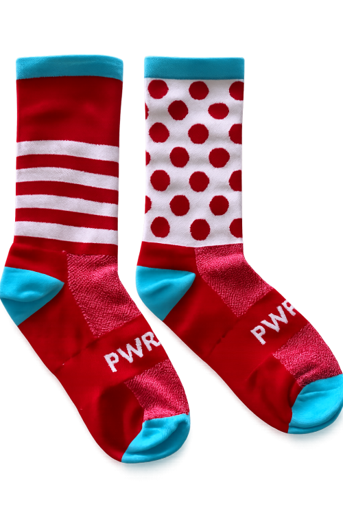 pw10.png Power Socks, løpe- og sykkelsokker, Rød/hvit/blå