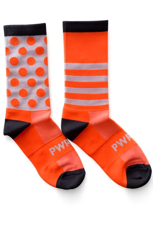 Power Socks, løpe- og sykkelsokker, Orange/hvit/sort