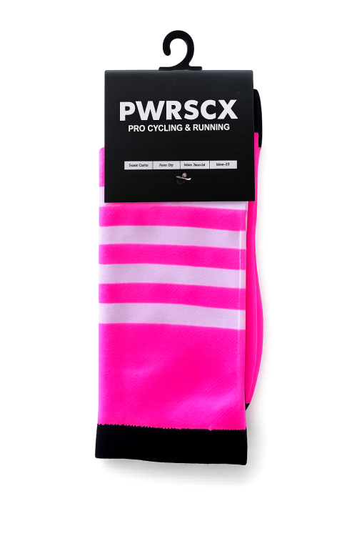 Power Socks, løpe- og sykkelsokker, Rosa/hvit/sort