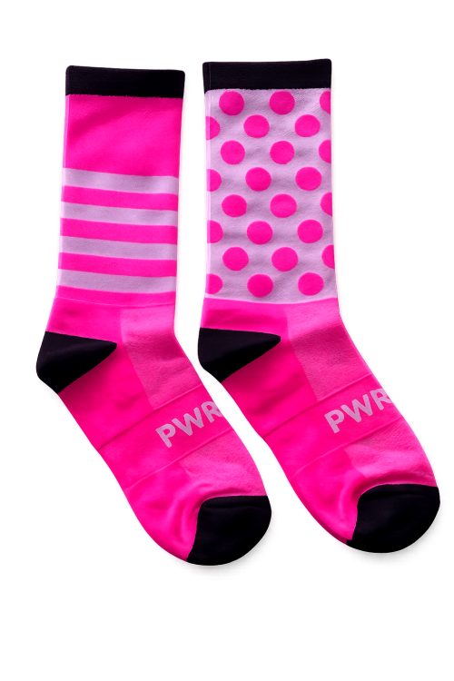 Power Socks, løpe- og sykkelsokker, Rosa/hvit/sort