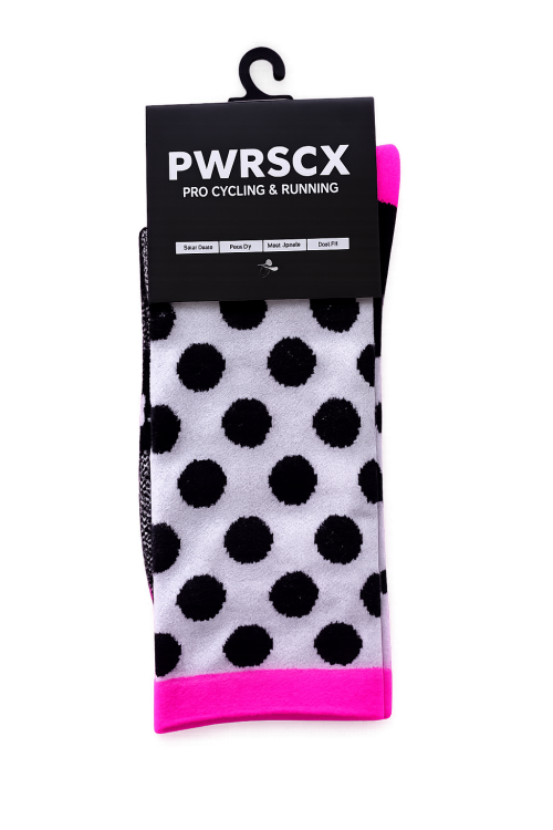Power Socks, løpe- og sykkelsokker, Sort/hvit/rosa