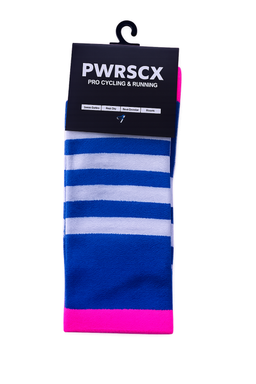 Power Socks, løpe- og sykkelsokker, Blå/hvit/rosa